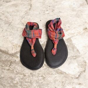 Sanuk Women's Red Plaid Sandals